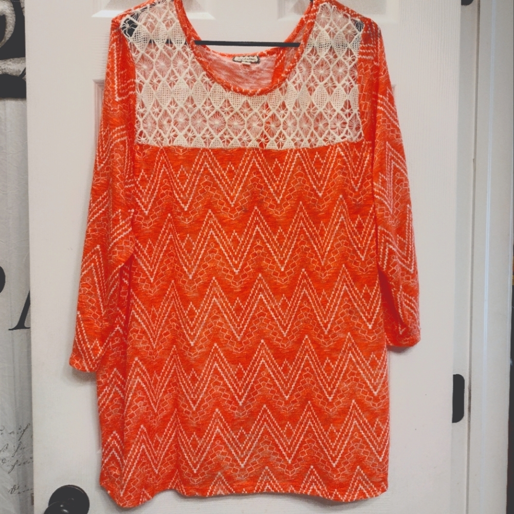 Tangerine lace top knit shirt size 3X